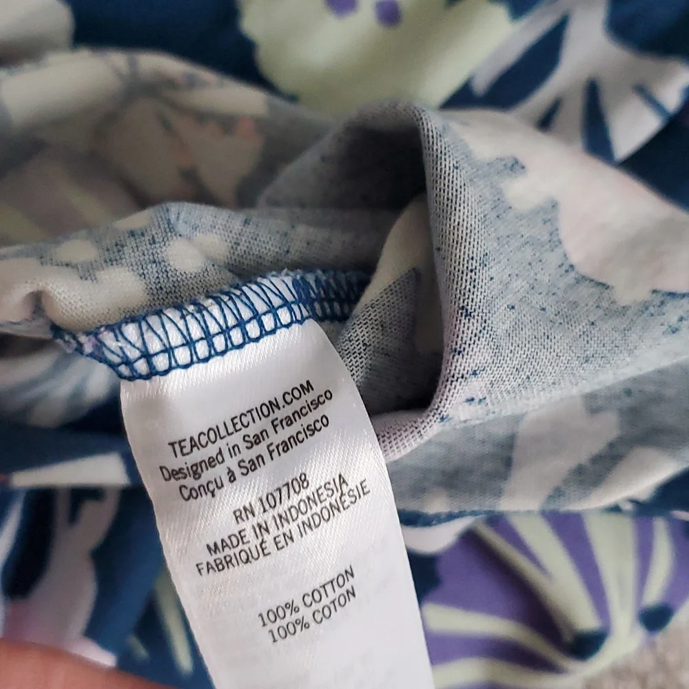 Tea Collection Baby Girls Navy Coral Abstract Print Dress Sz9-12m